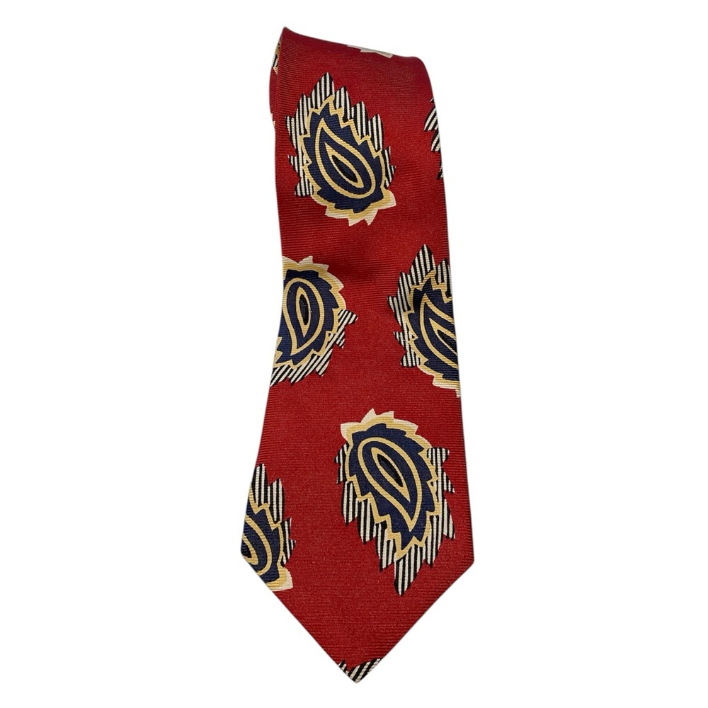 Perry Ellis Italian Silk Tie Paisley Stripes Bold